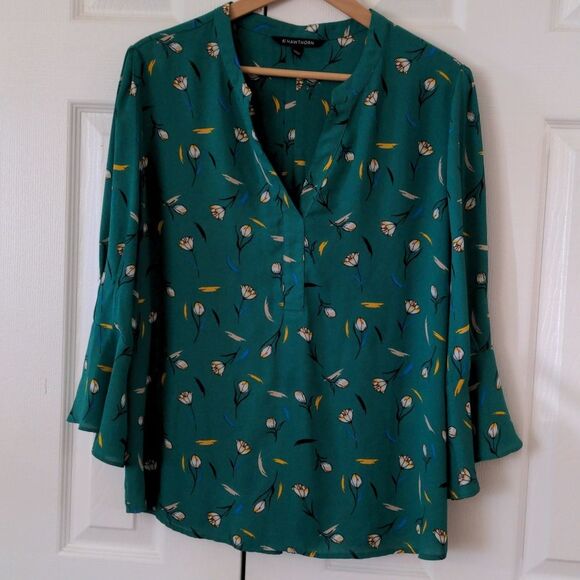 Like NEW 41 Hawthorne Blouse Top With V Neck And Flare Sleeves Size Xl - Picture 5 of 10